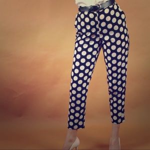 High waist black and white polka dot pants